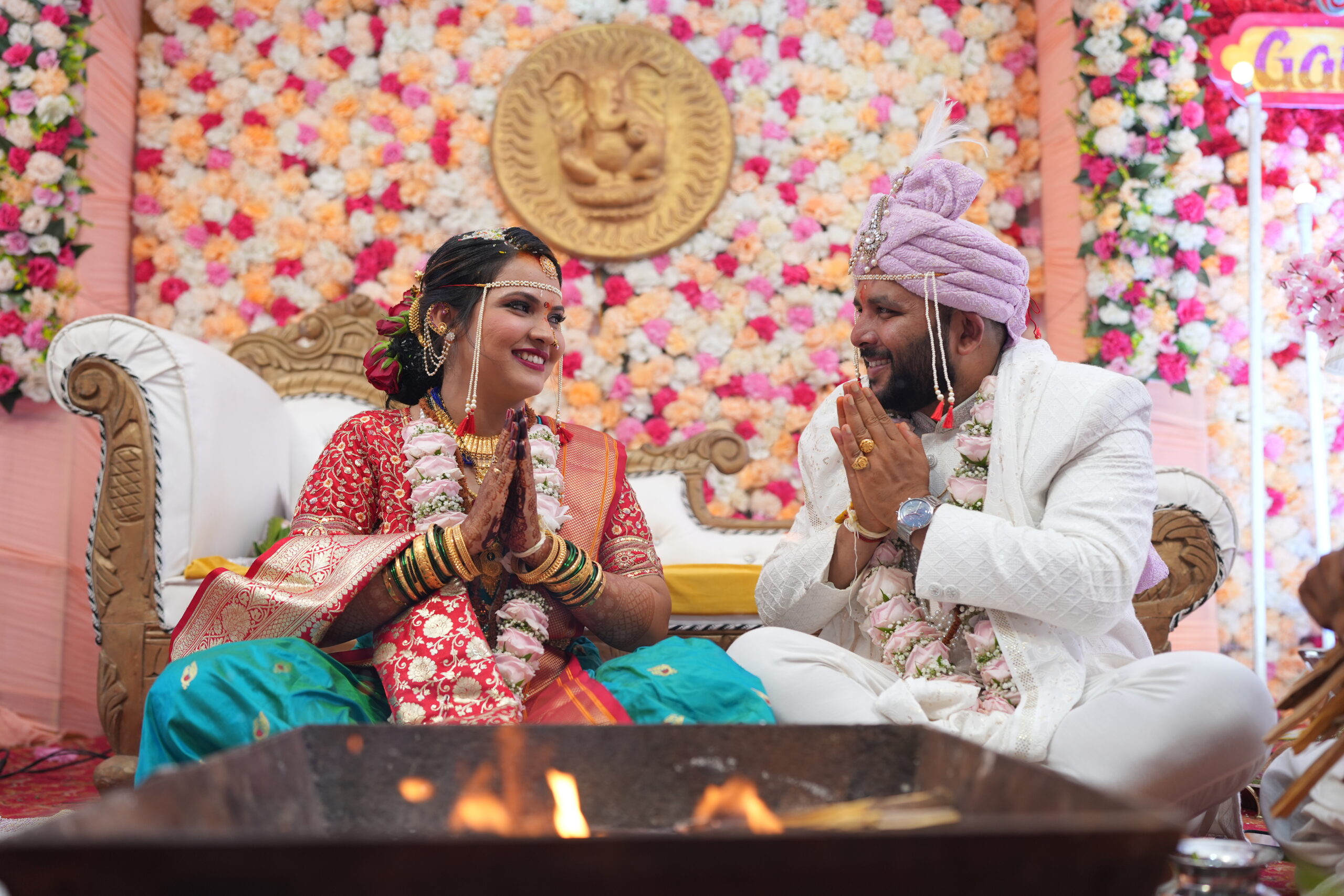 Sachin Krishna Komarpant and Gouravi Sanjay Bandekar during their traditional wedding ceremony in Goa.